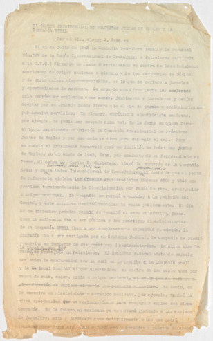 El comite presidencial de practicas justas de empleo y la Compania Shell