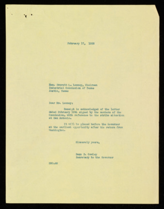 Letter from Dero D. Cowley to Everett L. Looney, 1938 February 17