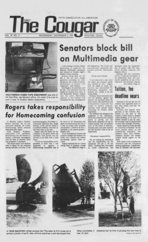 The Daily Cougar. Vol. 39, No. 51, December 6, 1972.