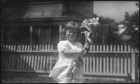 Girl holding flowers