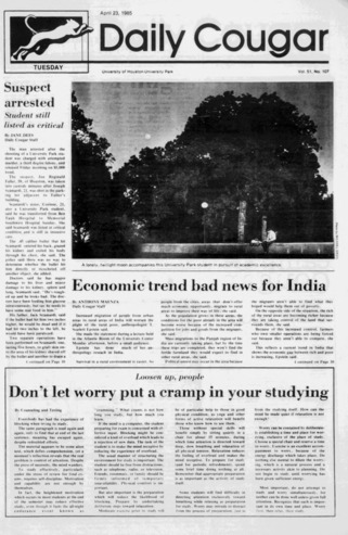 The Daily Cougar. Vol. 51, No. 107, April 23, 1985.