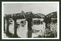 Concrete bridge and Burma-Thai Railway train, Tamarkan