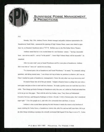 High Volume Music press release