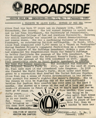 Broadside-Herizons Coalition, January 1982