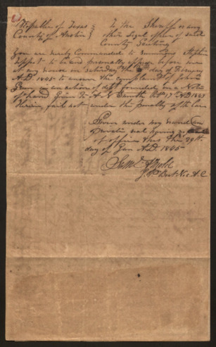 Court document ordering legal officers to summon Stephen Wessel to appear before Samuel Arnold