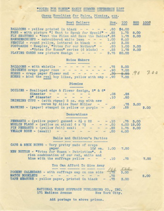 "Votes for Women" Handy Summer Reference List