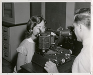 Woman receiving an eye exam