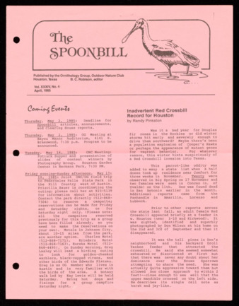 The Spoonbill, Vol. 34, No. 4, April 1985