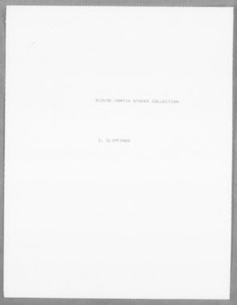 Eloise Yantis Stoker writings and newspaper clippings