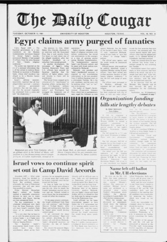 The Daily Cougar. Vol. 48, No. 30, October 13, 1981.