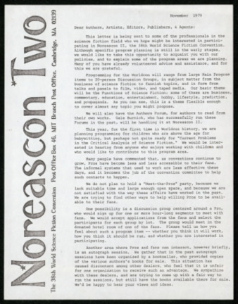 Noreascon Two, Informational Letter