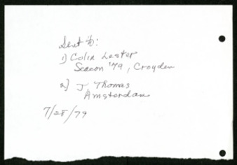 Handwritten memo by Fritz Leiber