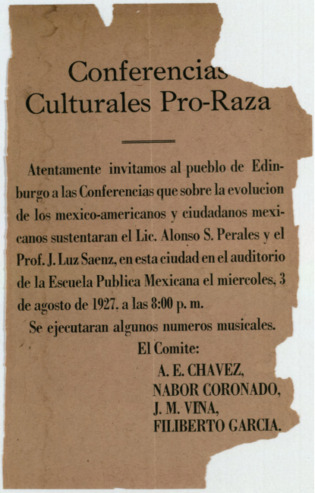 Printed broadside advertising a Pro-Mexican American Conference