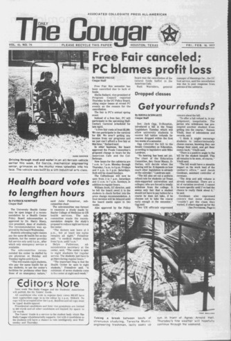 The Daily Cougar. Vol. [43], No. 74, February 18, 1977.